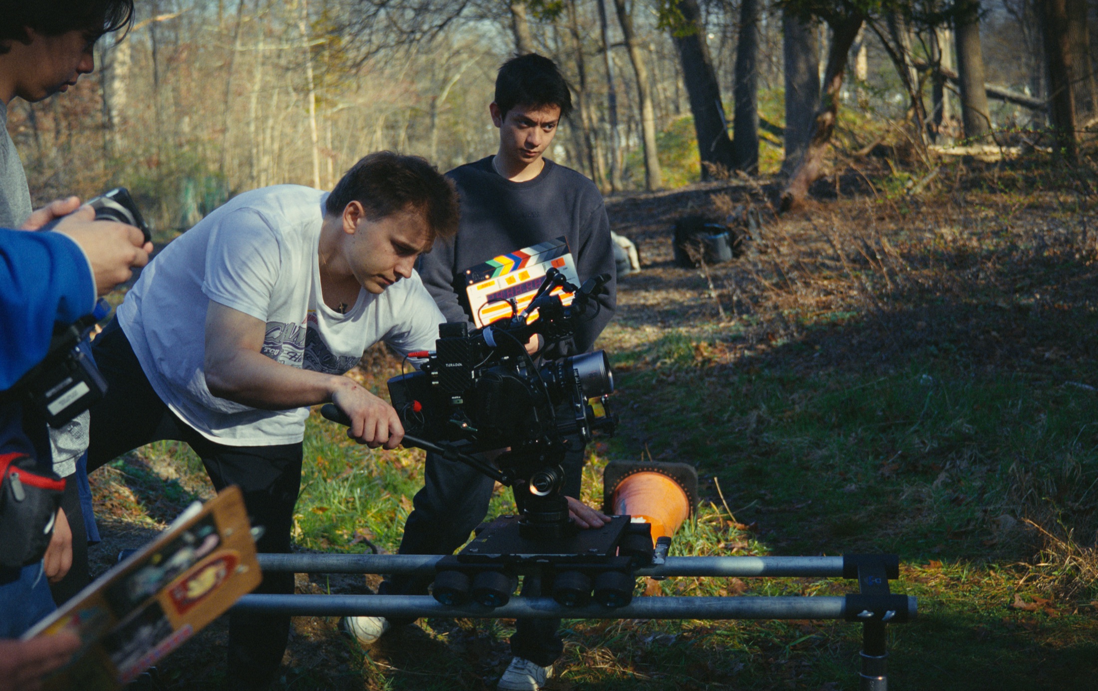 Graham Davidson working with camera on set